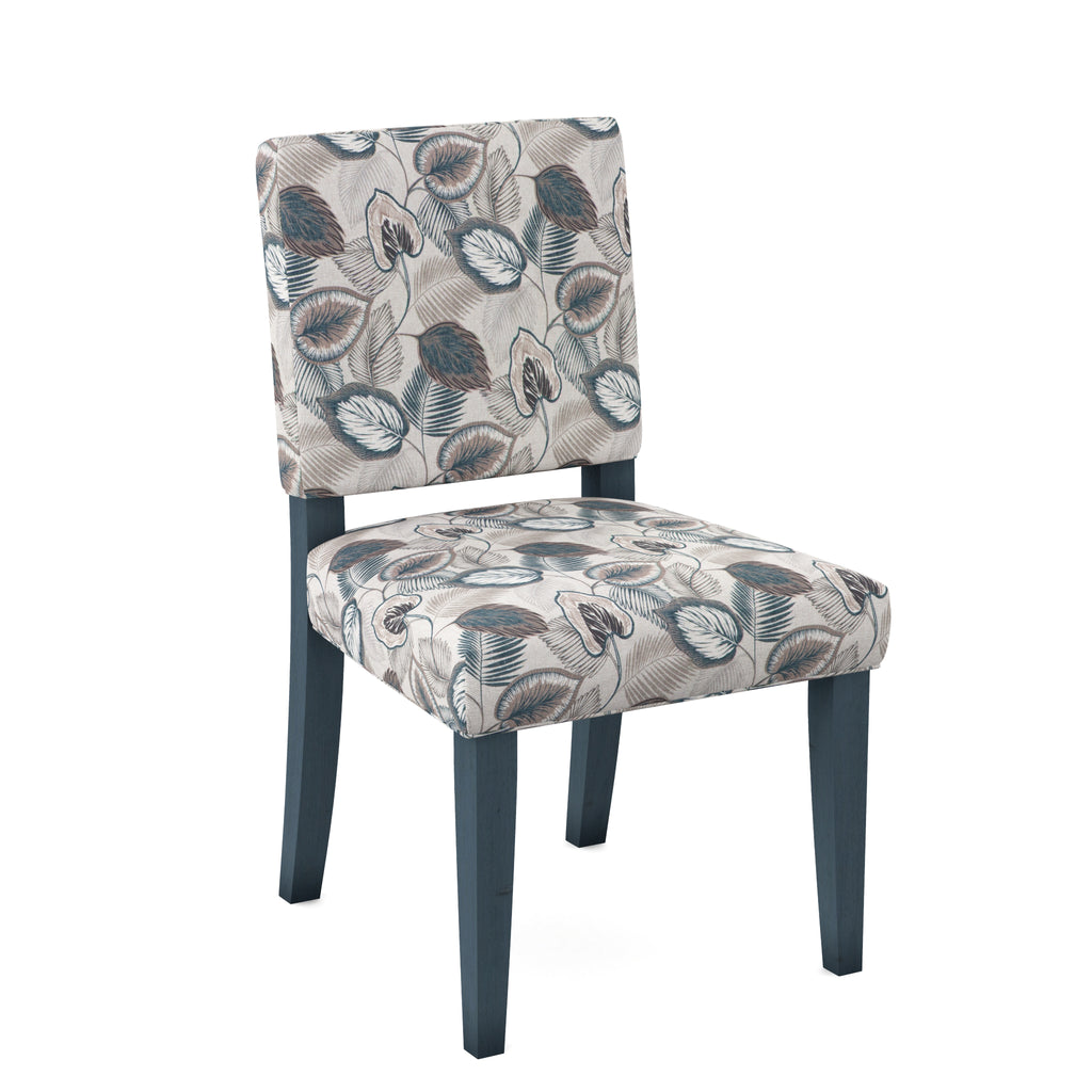 Chair with floral patterned fabric on a white background